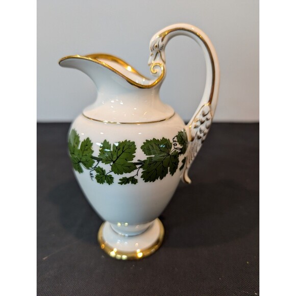 Meissen Green Ivy Sugar Bowl & Swan Handle Creamer – 19th/20th C – First Quality - Picture 3 of 16